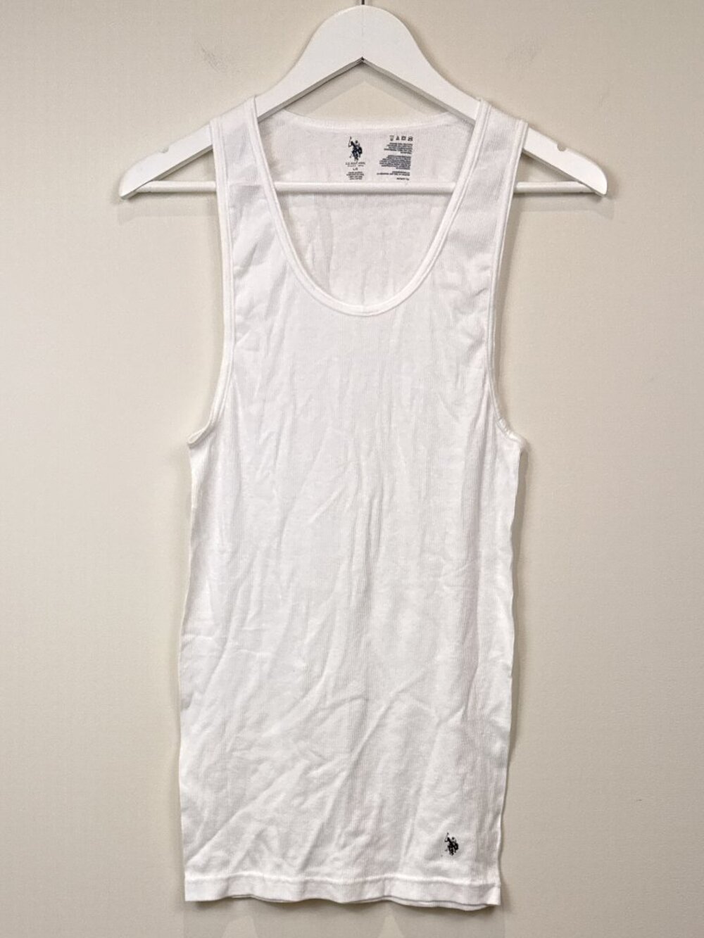 🔥4 for $20🔥 US Polo Assn Mens White Ribbed Cotton Tank Top A-Shirt M L XL
